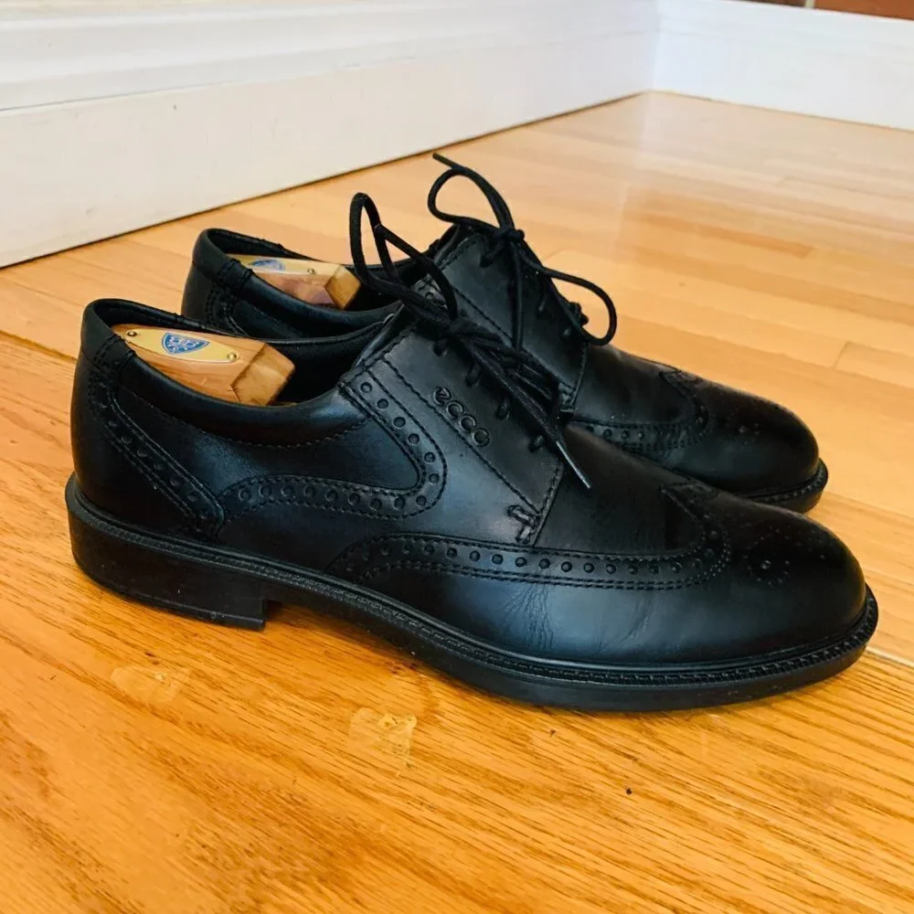 ECCO Men's Oxford Black Dress Lace Up Shoes US Size 9